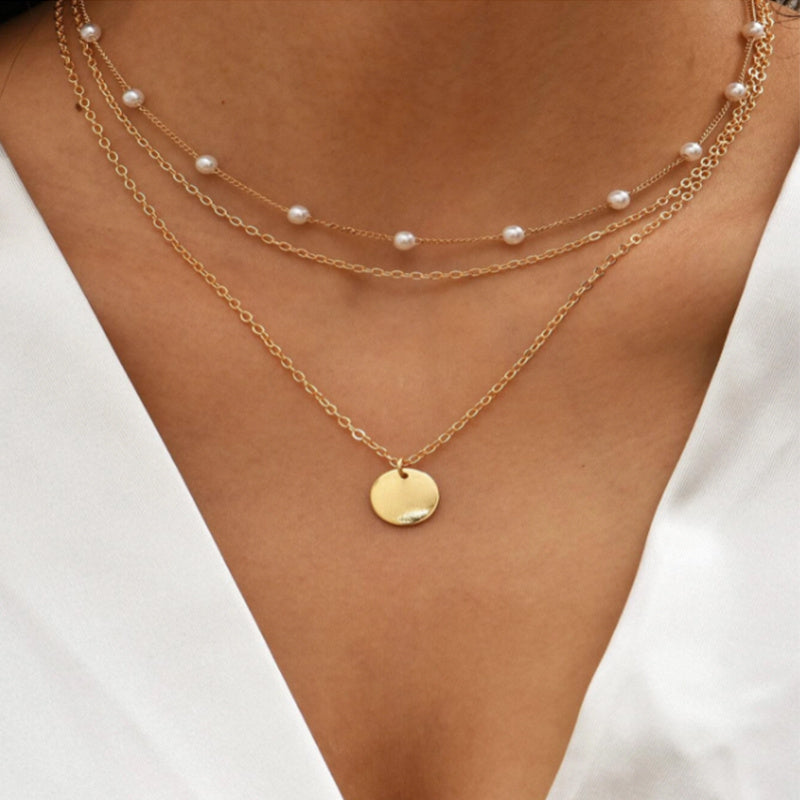 Stacked Star Pearl Clavicle Chain by Excidious