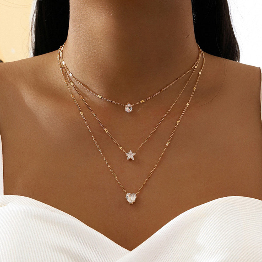 Stacked Star Pearl Clavicle Chain by Excidious