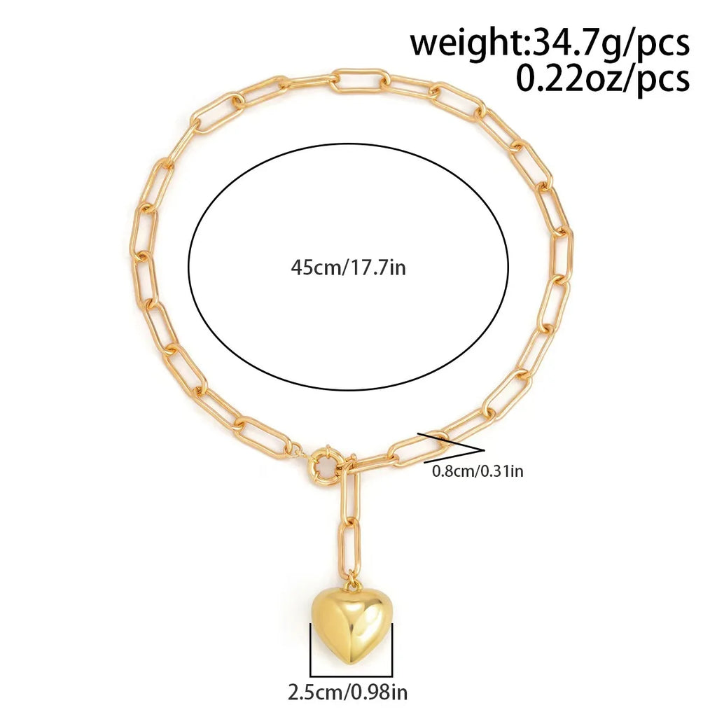 Big Ball Beaded Chain with Dmulti-layer Heart Pendant Necklace for Women Trendy Ladies Beades Collar on Neck Accessories Gift