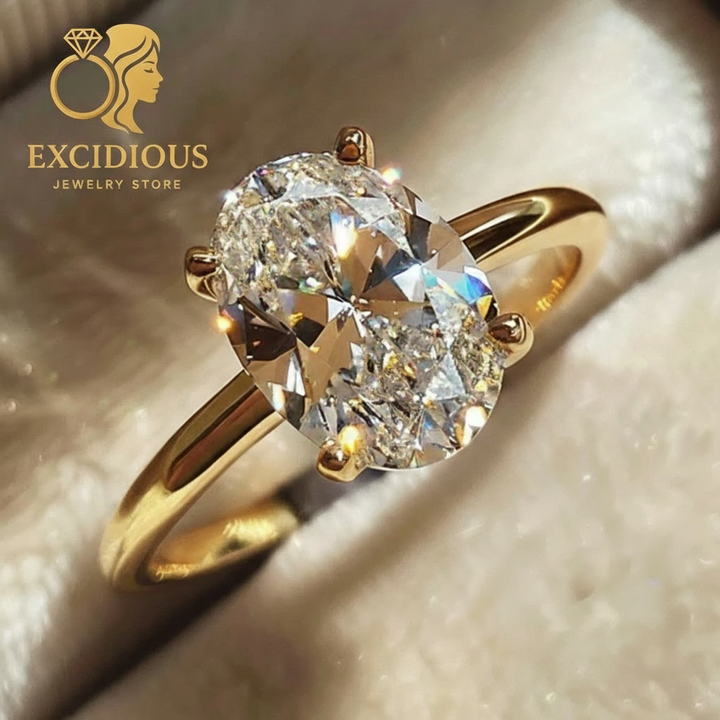 Excidious - Slytherin Ring [925 Stamped] – Elegant Oval Diamond [1–8CARAT]