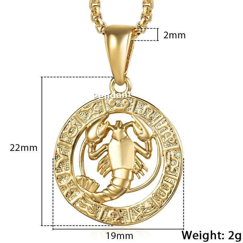 Men's Women's 12 Horoscope Zodiac Sign Gold Color Pendant Necklace Aries Leo Wholesale 12 Constellations Jewelry GPM24