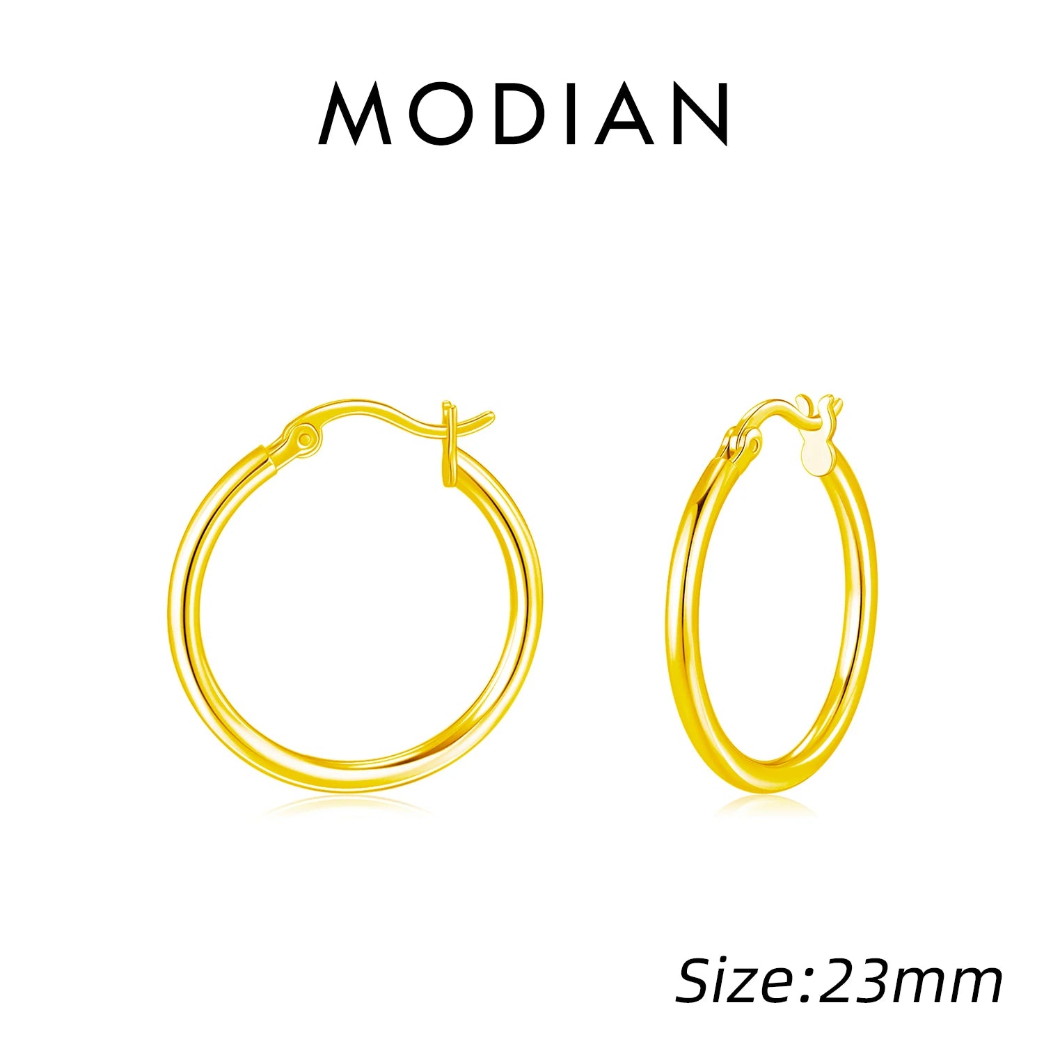 MODIAN 925 Sterling Silver Bold Classic Simple French Hoop Earrings 18K White Gold Plated Earrings For Women Fine Jewelry