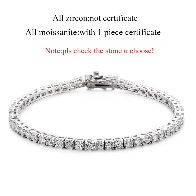 Smyoue 18k Gold Plated Moissanite Tennis Bracelet for Women 3/4/5mm Classic 925 Sterling Silver Certified Bracelet for Men Chain