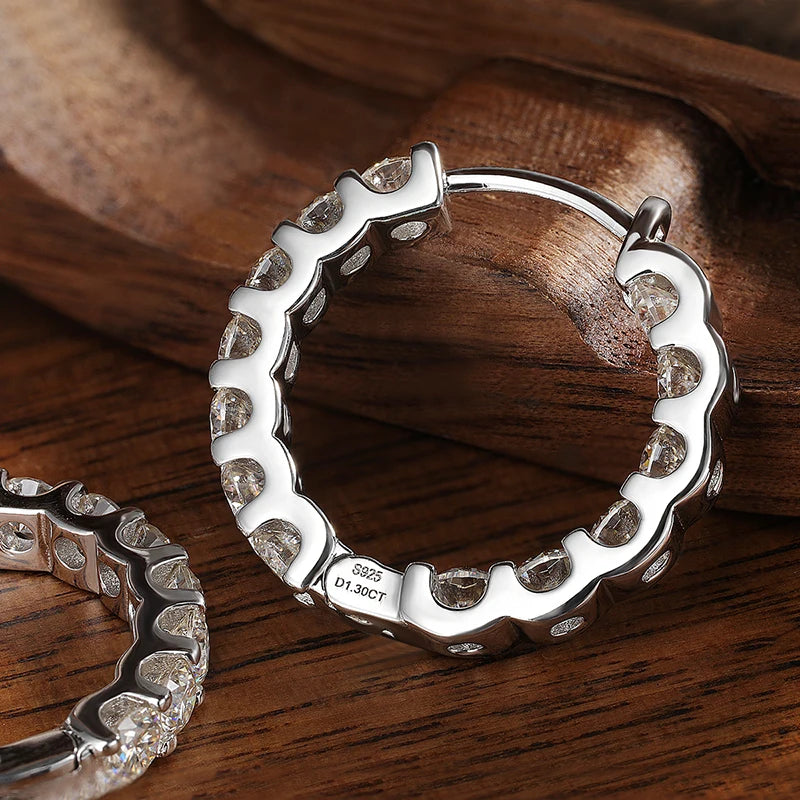 KNOBSPIN 2.6ct D Color Moissanite Earring 925 Sterling Sliver Plated White Gold Hoop Earring for Women Wedding Party Jewelry