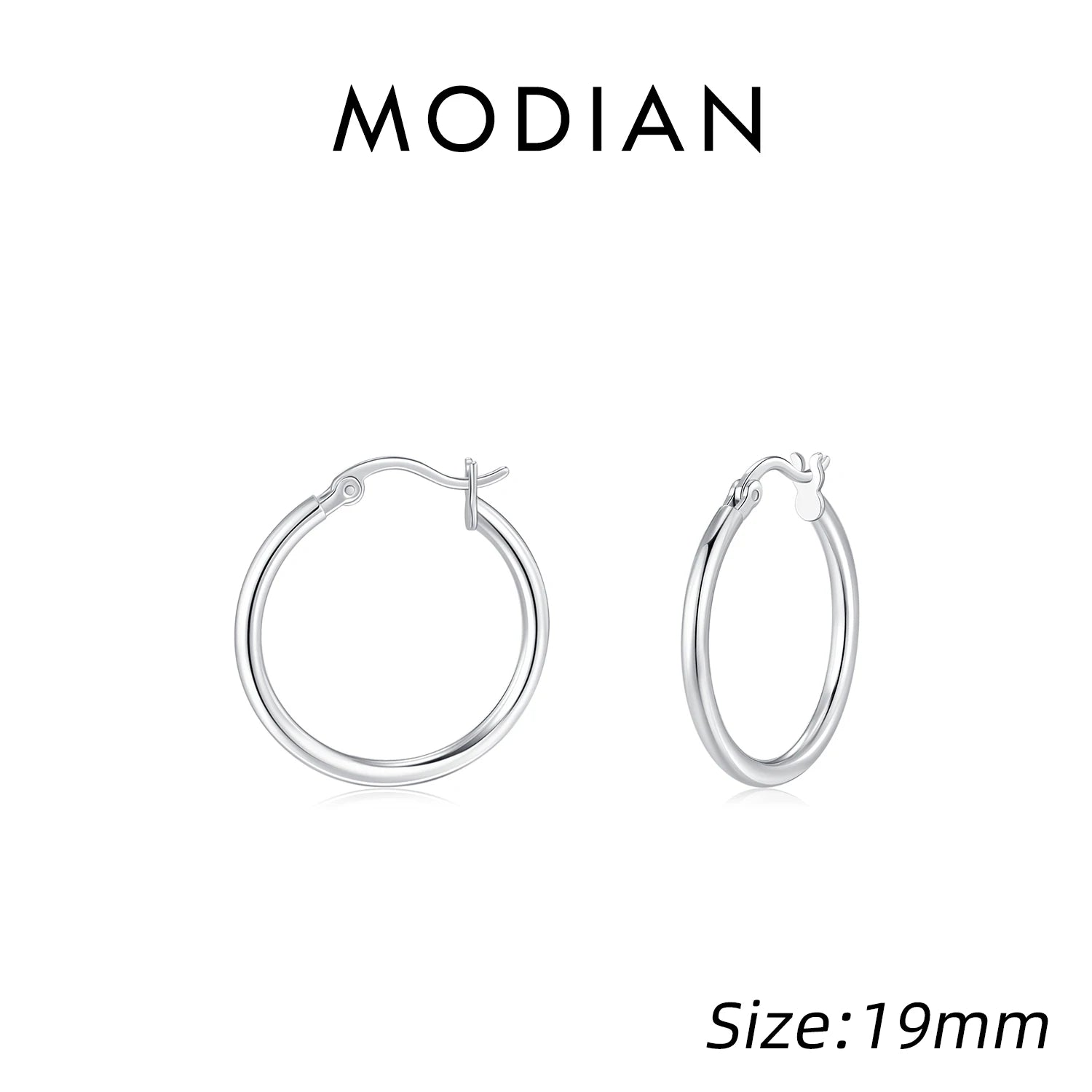 MODIAN 925 Sterling Silver Bold Classic Simple French Hoop Earrings 18K White Gold Plated Earrings For Women Fine Jewelry