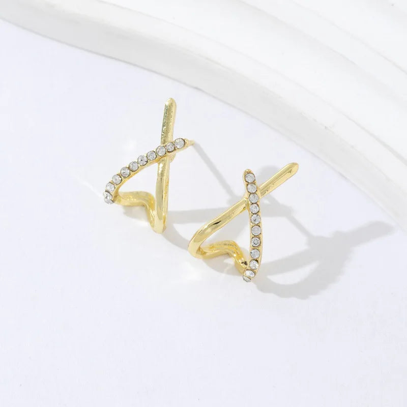 LATS Trendy Gold Color Cross Stud Earrings for Women Dainty Simple Minimalist Earring Fashion Jewelry Party Gifts Wholesale