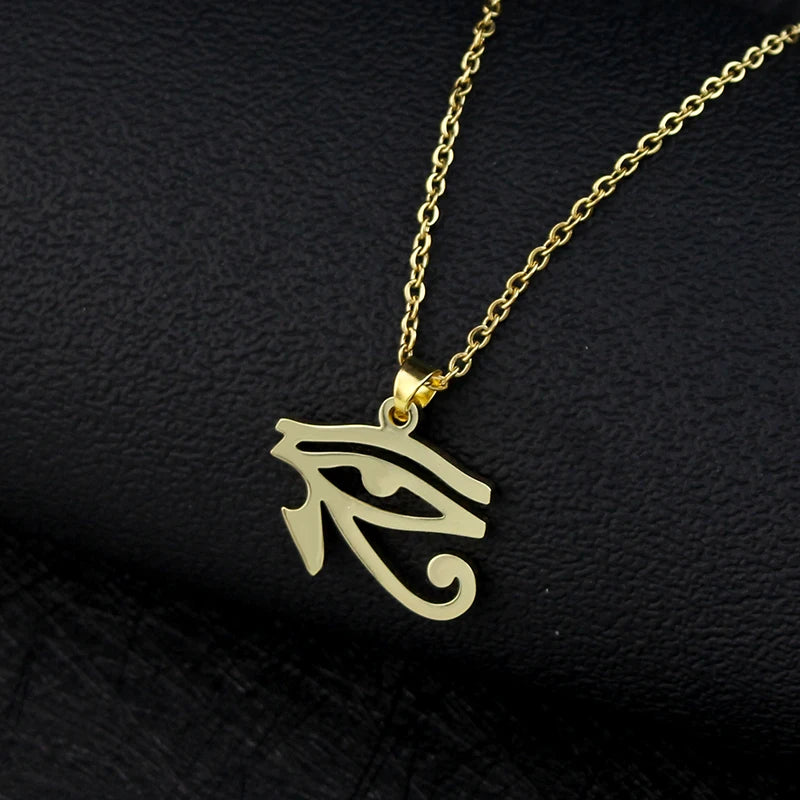 Vintage Egyptian Pharaoh Eye of Horus Necklace Ancient Egypt Symbol Necklace Pendant Stainless Steel Necklaces Women Gift