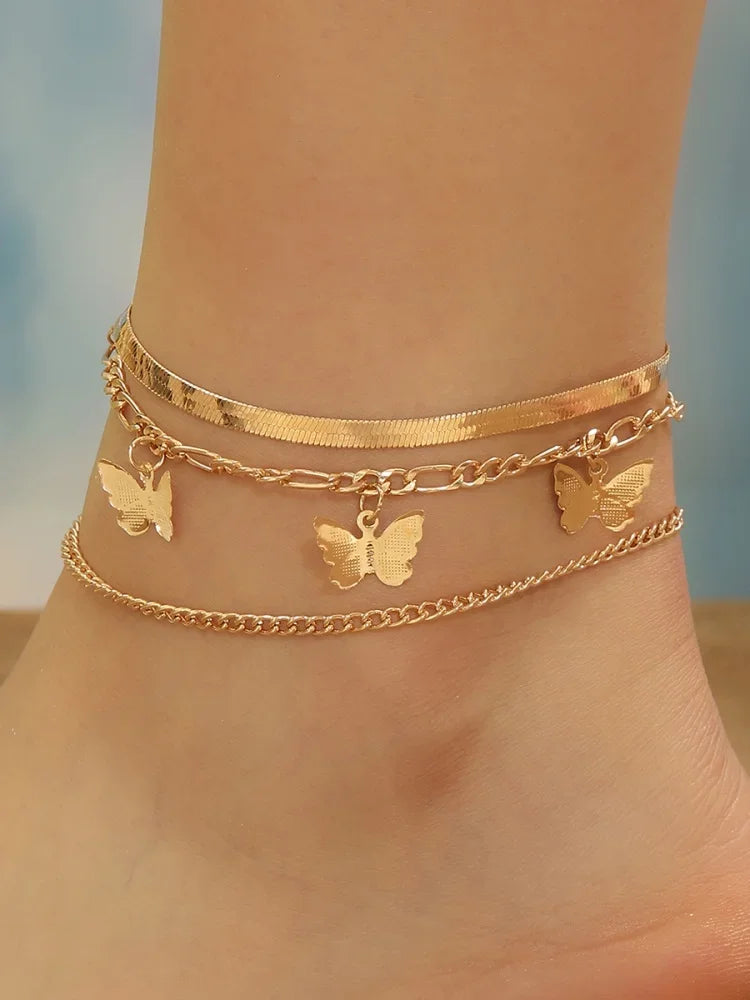 Fashion Retro Summer Hot Sale Silver Charm Two wear Sparkly Unlimited 8-Figure Anklet Bracelet Two Sparkly Foot Jewelry