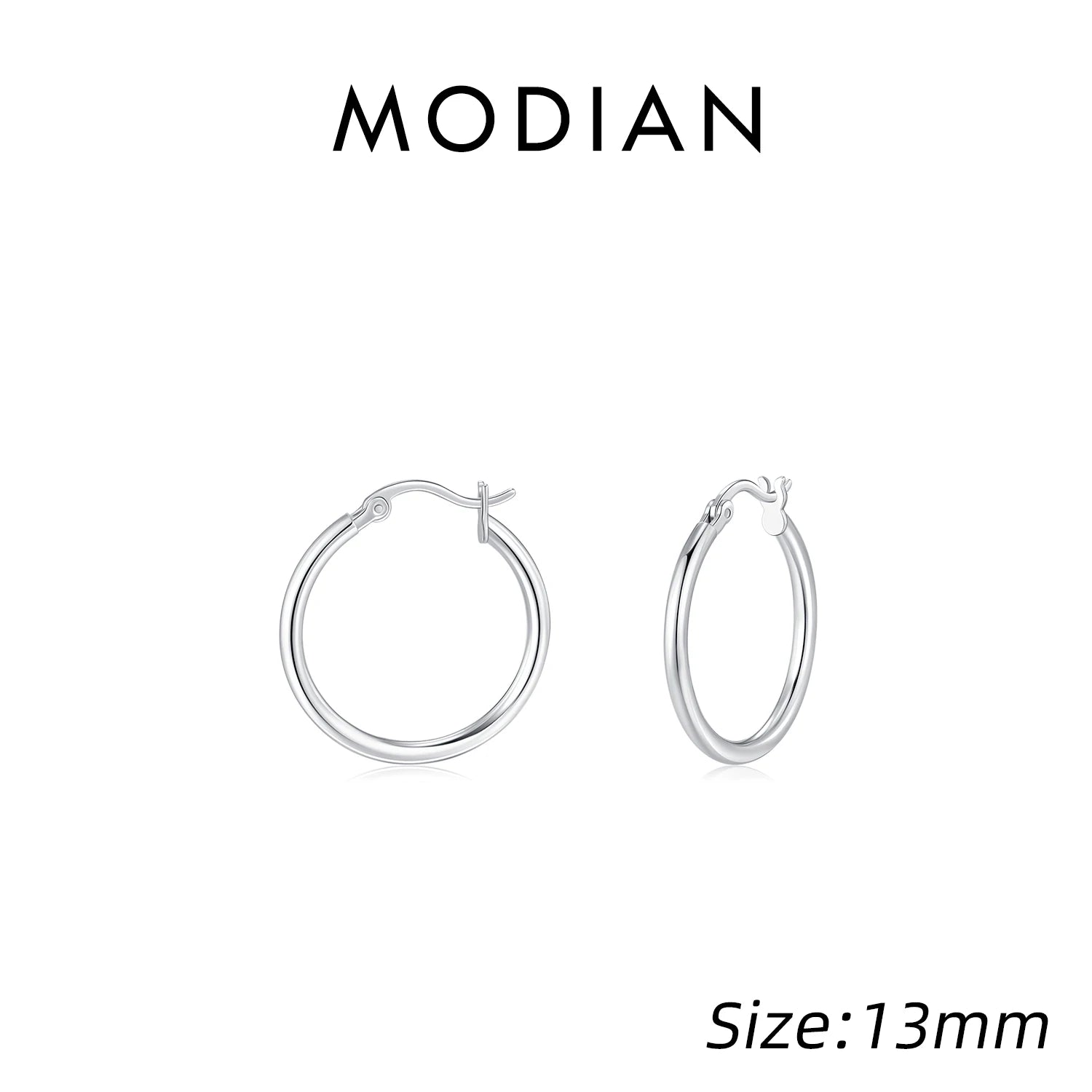 MODIAN 925 Sterling Silver Bold Classic Simple French Hoop Earrings 18K White Gold Plated Earrings For Women Fine Jewelry