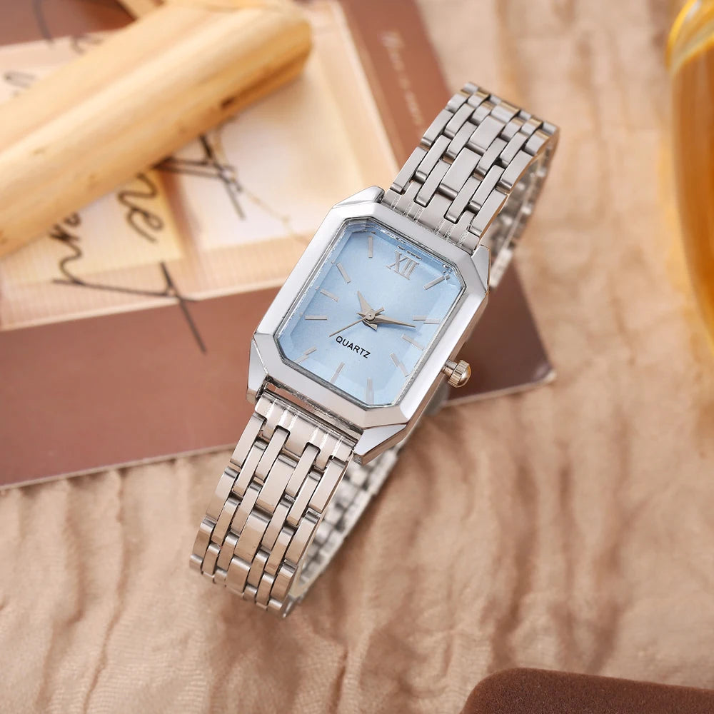 New retro square women's watch ins wind steel strip niche quartz watch medieval simple luxury student watch