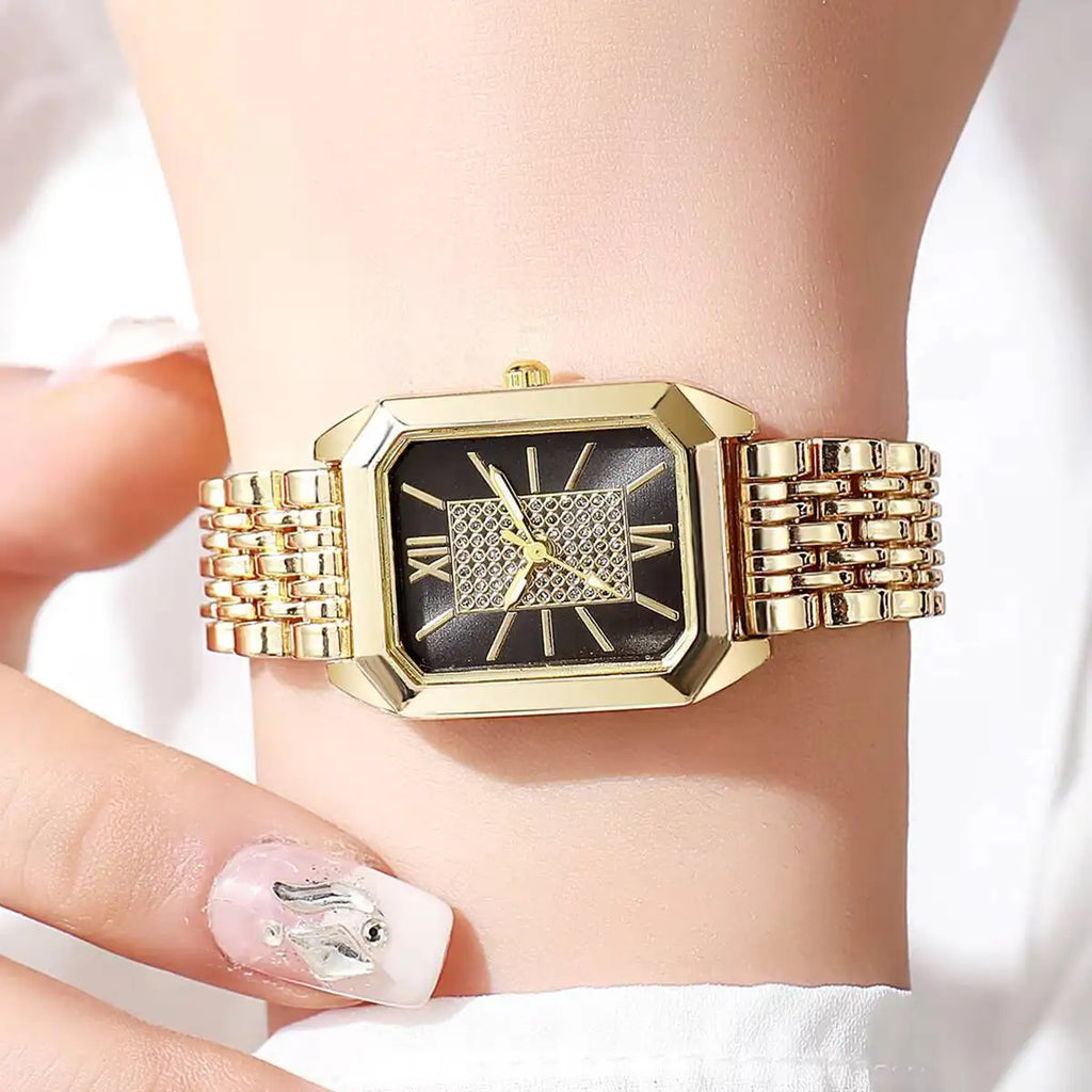 Fashion Rectangle Women Watches Ladies Stainless Steel Strap Quartz Wristwatches Reloj Mujer（Without Box）