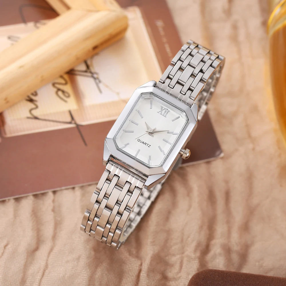 New retro square women's watch ins wind steel strip niche quartz watch medieval simple luxury student watch