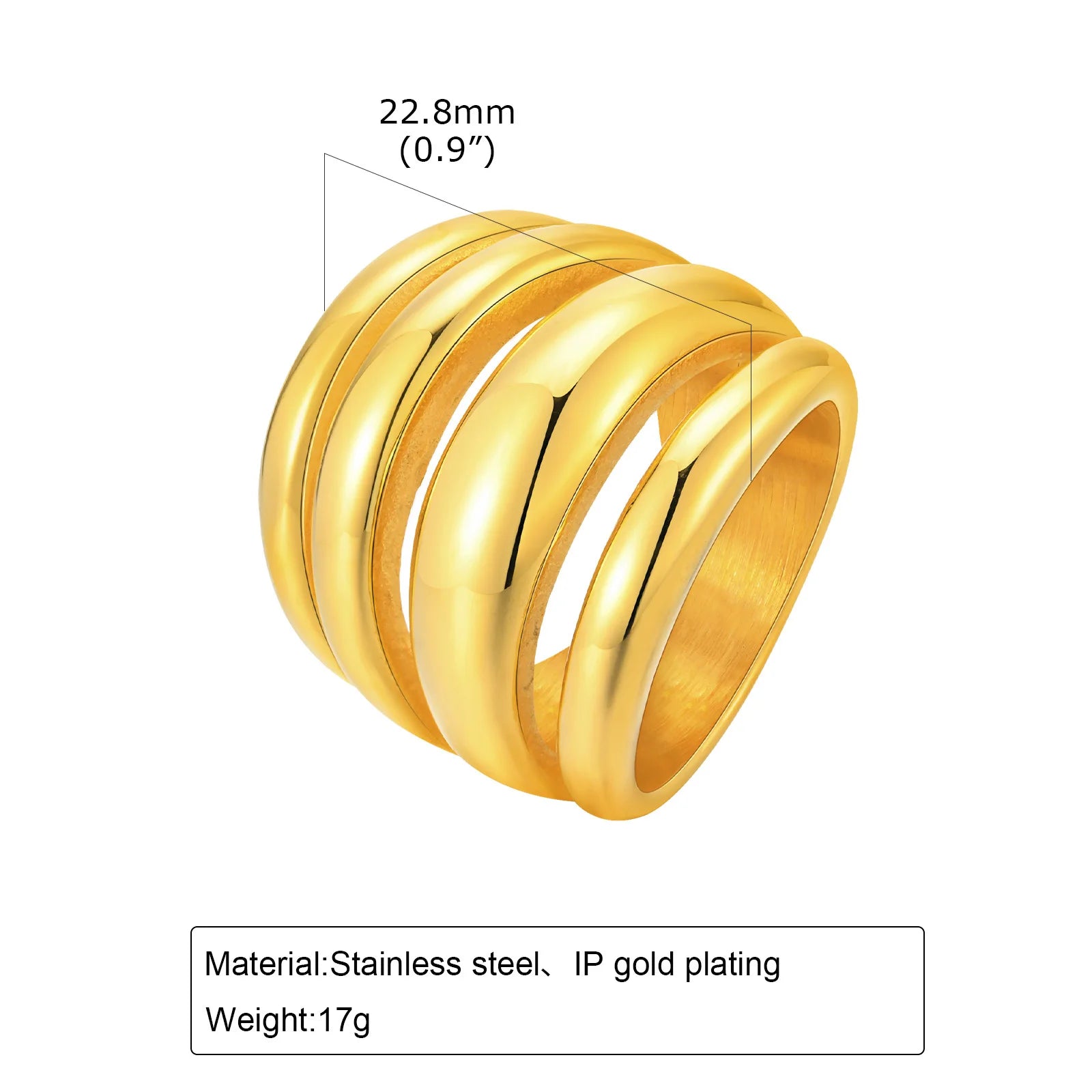 Waterproof Stainless Steel Chunky Dome Rings for Women, Geometric Ring Gold Plated Aesthetic Fashion Jewelry
