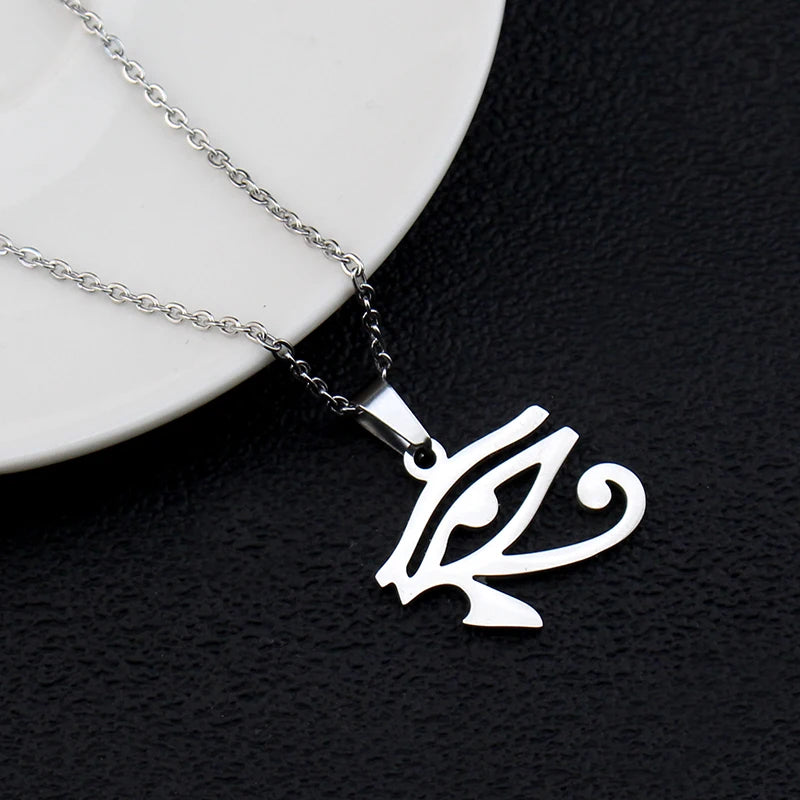 Vintage Egyptian Pharaoh Eye of Horus Necklace Ancient Egypt Symbol Necklace Pendant Stainless Steel Necklaces Women Gift