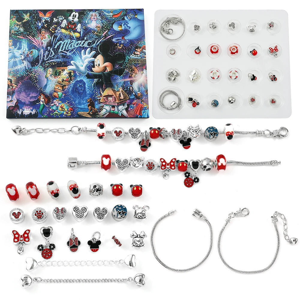 Disney Anime Mickey Mouse DIY Bracelet Fashion Charm Surprise Advent Blind Box for Friend Festival Jewelry Exquisite Gift