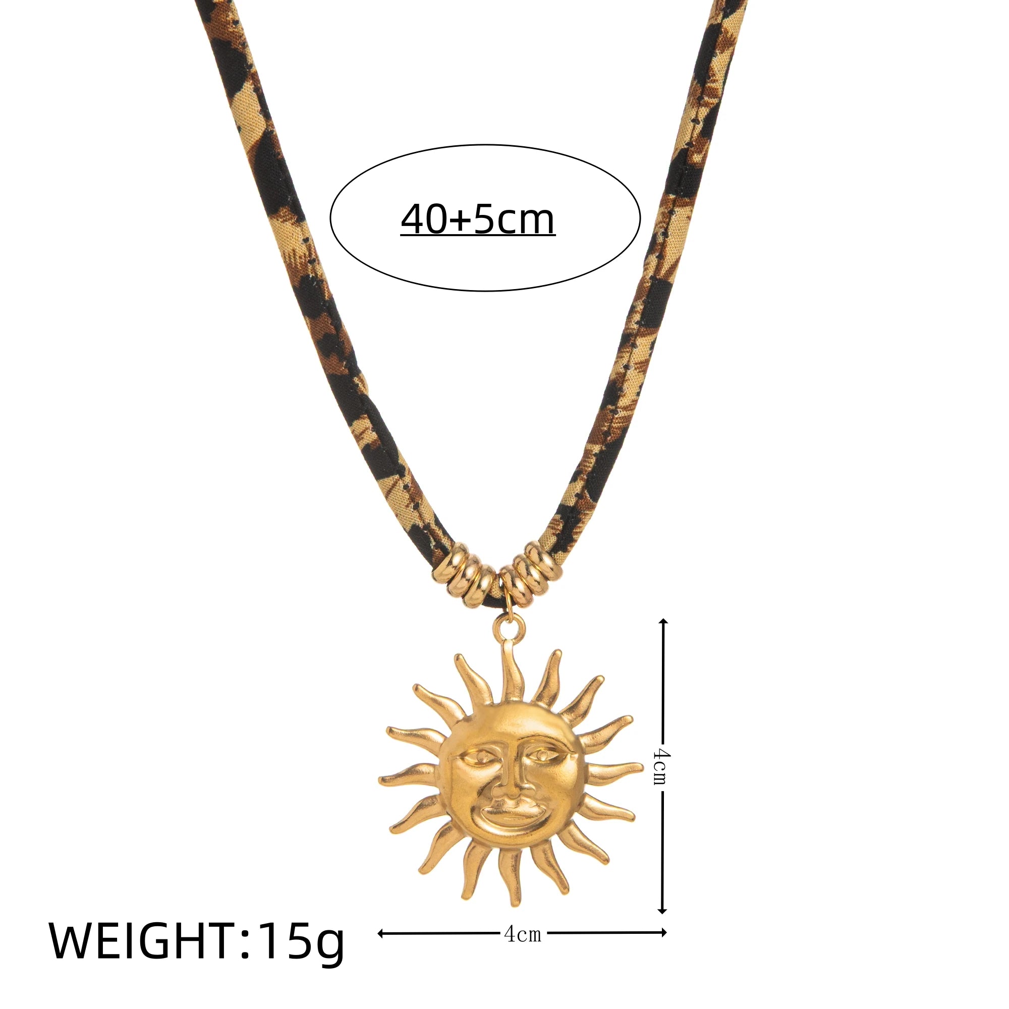 Fashion stainless steel pendant with leopard print velvet rope, women's design necklace, versatile for autumn and winter
