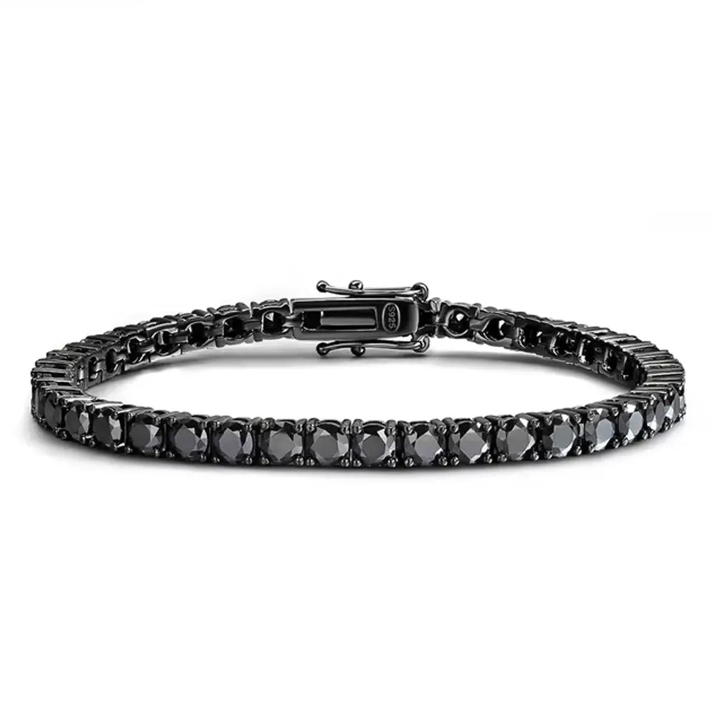 KNOBSPIN 3mm 4mm Black Moissanite Tennis Bracelet Full Diamond GRA 925 Sterling Silver Plated 18k Hiphop Bracelets for Women Man