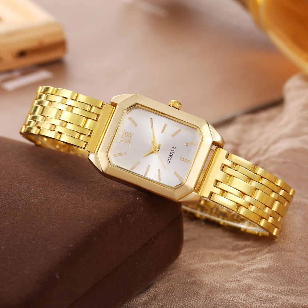 New retro square women's watch ins wind steel strip niche quartz watch medieval simple luxury student watch