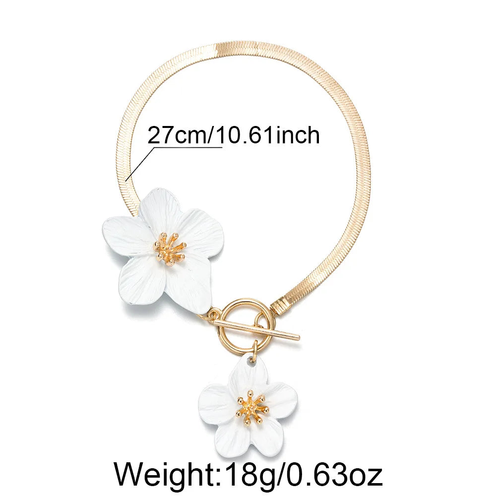 Summer Bohemian White Yellow Flower Charm Foot Chain Women Beach Vacation Anklet Trendy Daily Wearing Jewelry