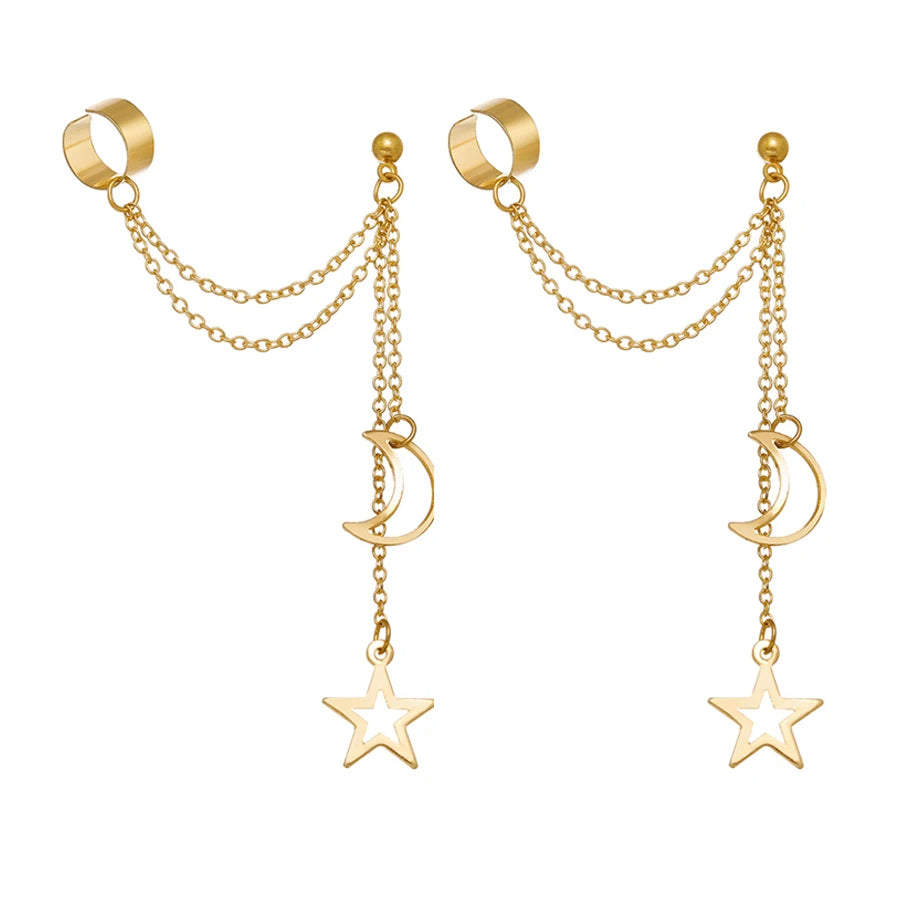 Gold Silver Color Leaves Clip Earring for Women Men Creative Simple C Ear Cuff Non-Piercing Ear Ear Clip Set Trendy Jewelry Gift