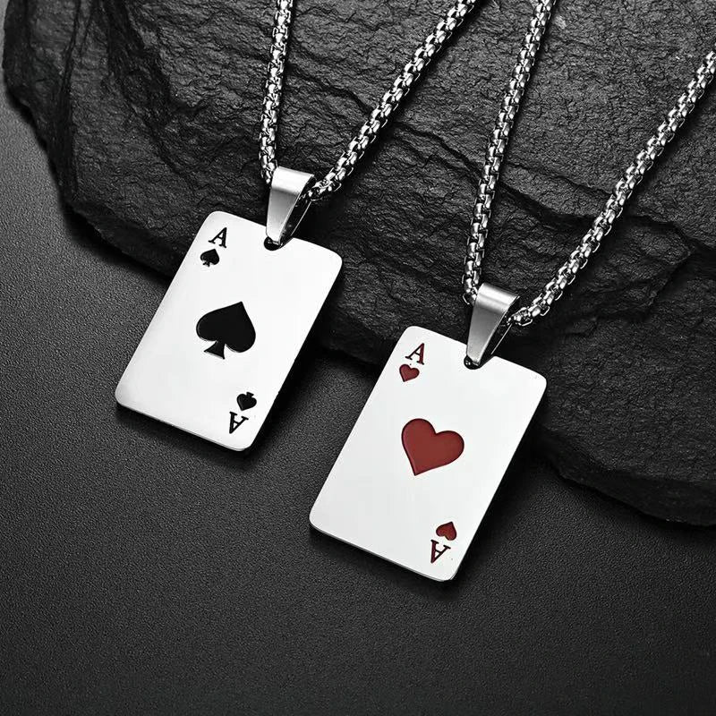 Fashionable Simple Playing Card Decorative Stainless Steel Necklace Suitable For Daily Party Travel And Fashionable Jewelry