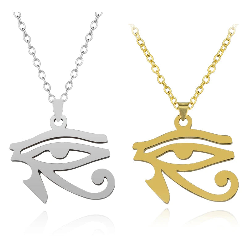 Vintage Egyptian Pharaoh Eye of Horus Necklace Ancient Egypt Symbol Necklace Pendant Stainless Steel Necklaces Women Gift