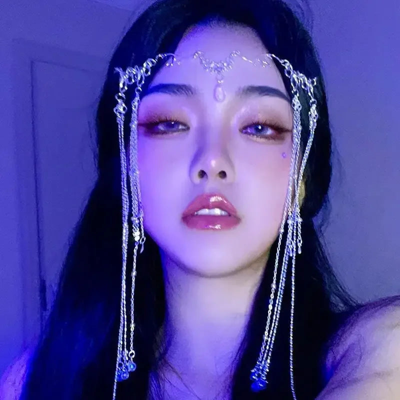 Handmade Sweet Wedding Headpiece Crystal Bridal Head Chain Tiara Hair Jewelry for Women Rhinestone Forehead Headband Accessories