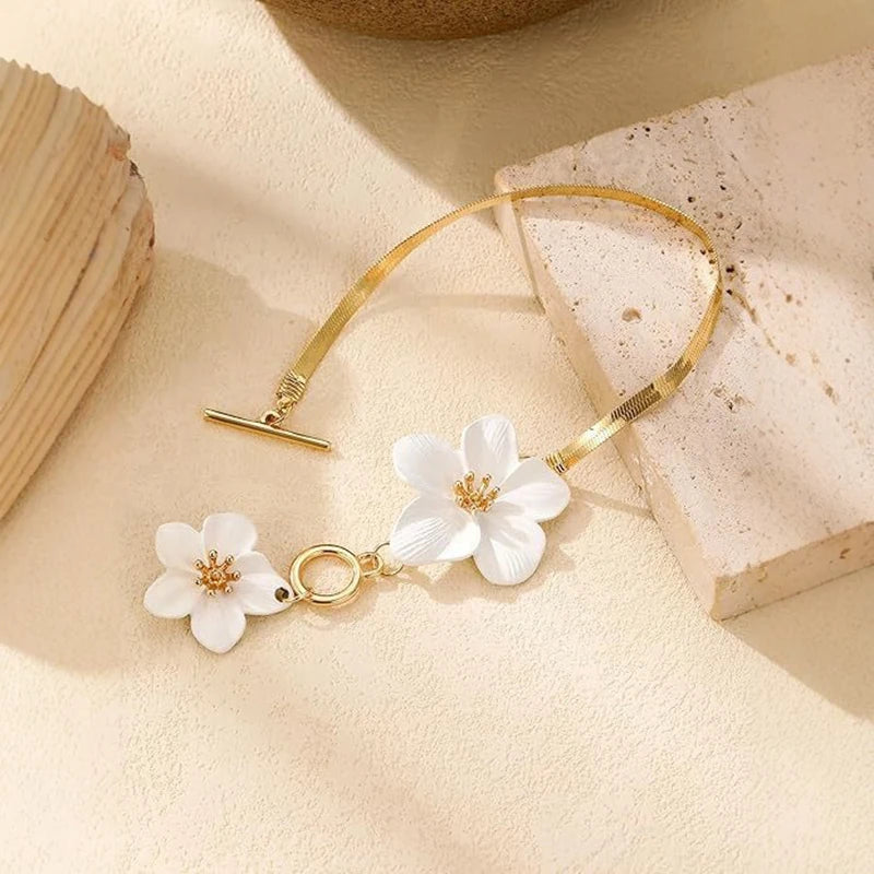 Summer Bohemian White Yellow Flower Charm Foot Chain Women Beach Vacation Anklet Trendy Daily Wearing Jewelry