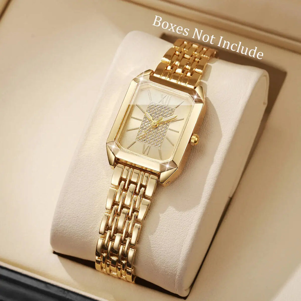 Fashion Rectangle Women Watches Ladies Stainless Steel Strap Quartz Wristwatches Reloj Mujer（Without Box）