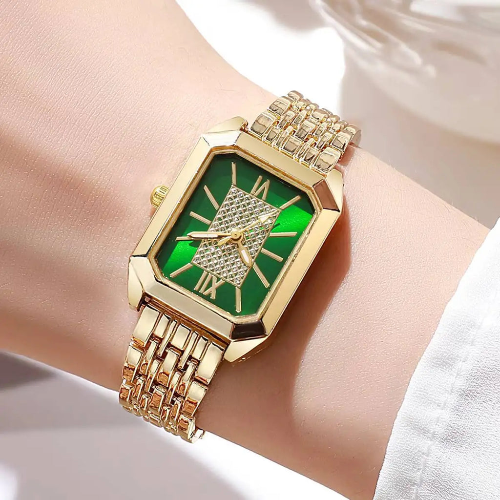 Fashion Rectangle Women Watches Ladies Stainless Steel Strap Quartz Wristwatches Reloj Mujer（Without Box）