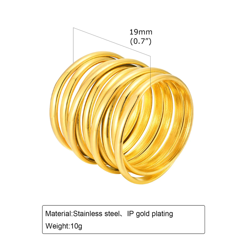 Waterproof Stainless Steel Chunky Dome Rings for Women, Geometric Ring Gold Plated Aesthetic Fashion Jewelry