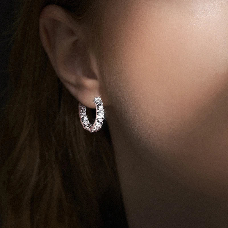 KNOBSPIN 2.6ct D Color Moissanite Earring 925 Sterling Sliver Plated White Gold Hoop Earring for Women Wedding Party Jewelry