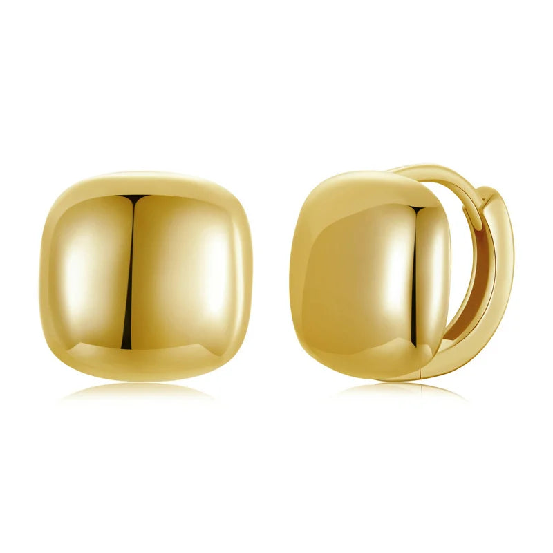 BAMOER 925 Sterling Silver Dainty Chunky Square Hoop Earrings for Women, White Gold Plated Hypoallergenic Lightweight Jewelry