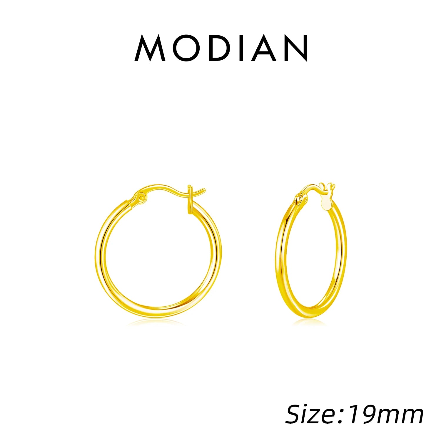 MODIAN 925 Sterling Silver Bold Classic Simple French Hoop Earrings 18K White Gold Plated Earrings For Women Fine Jewelry