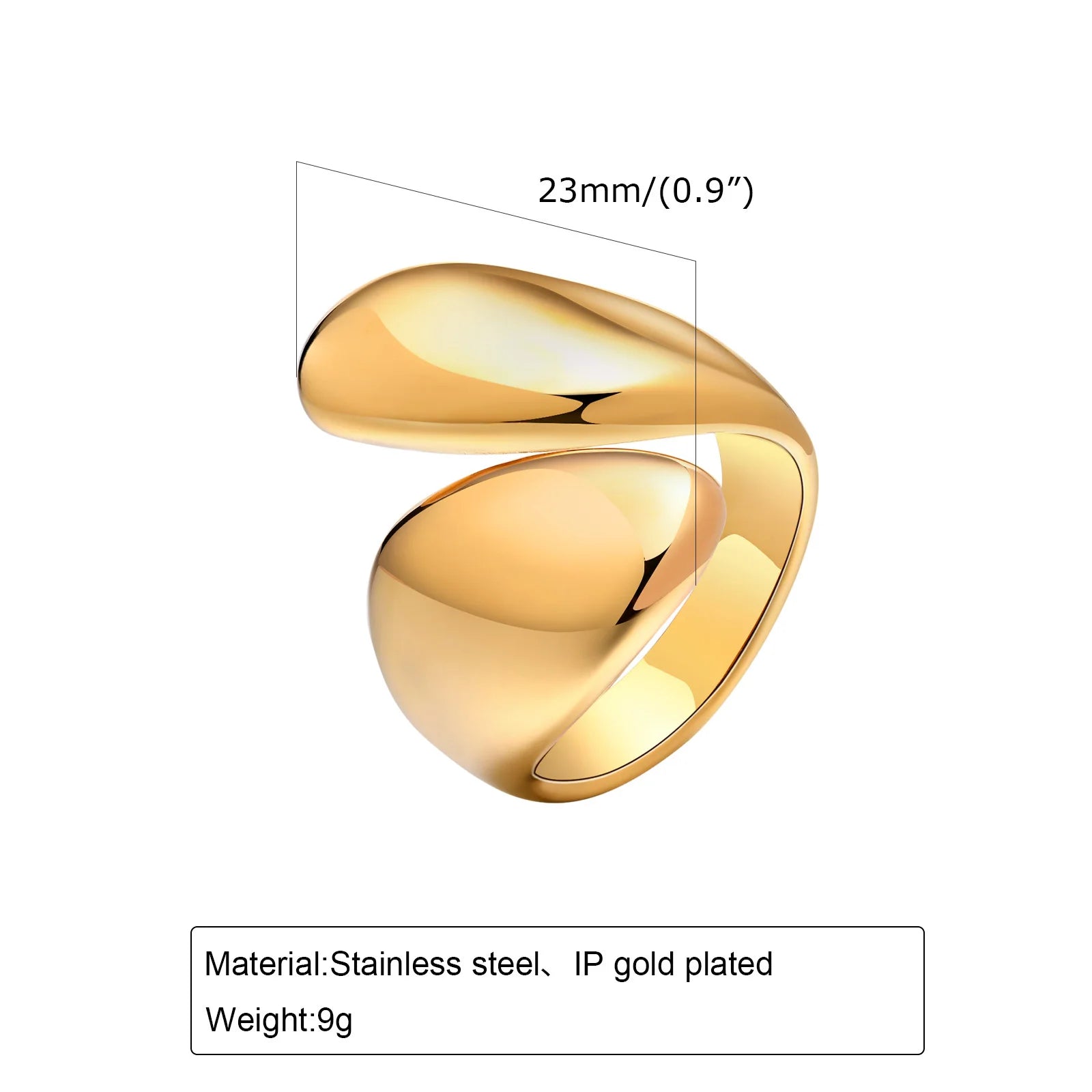 Waterproof Stainless Steel Chunky Dome Rings for Women, Geometric Ring Gold Plated Aesthetic Fashion Jewelry