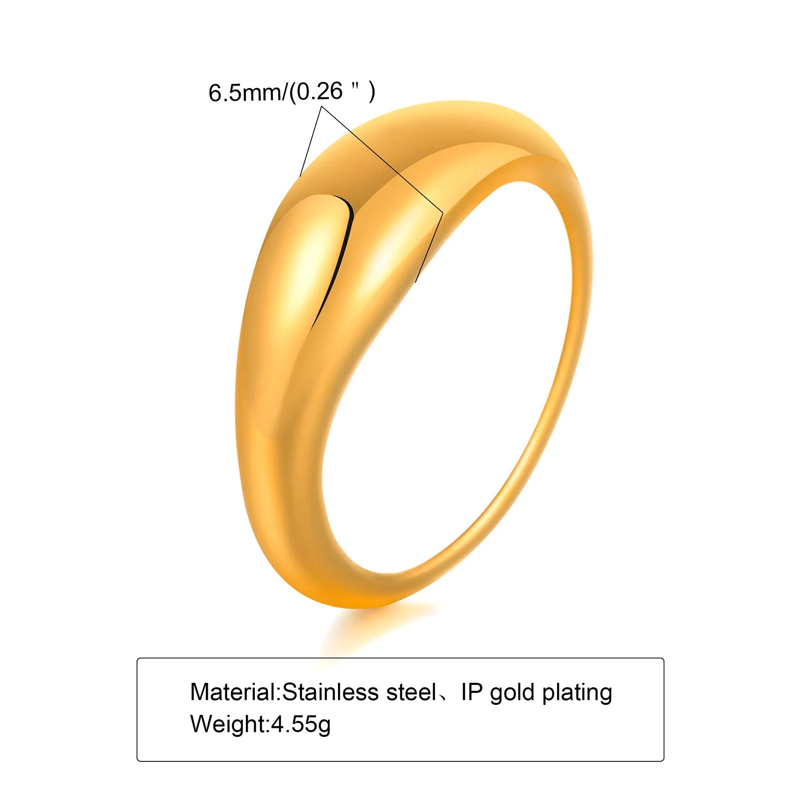 Waterproof Stainless Steel Chunky Dome Rings for Women, Geometric Ring Gold Plated Aesthetic Fashion Jewelry