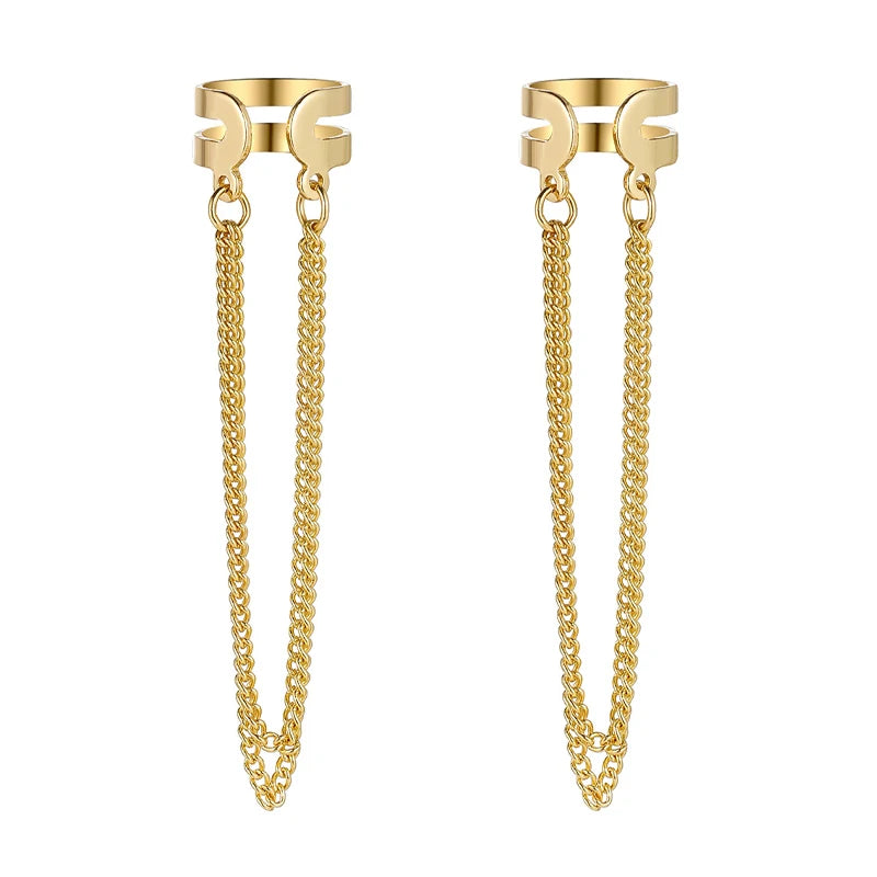 Gold Silver Color Leaves Clip Earring for Women Men Creative Simple C Ear Cuff Non-Piercing Ear Ear Clip Set Trendy Jewelry Gift