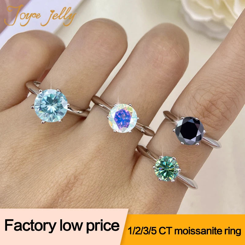 JoyceJelly 1/2/3/5ct Moissanite Ring For Women GRA Certified Sterling Silver 925 Luxury Jewelry Wedding Bands Wholesale Price