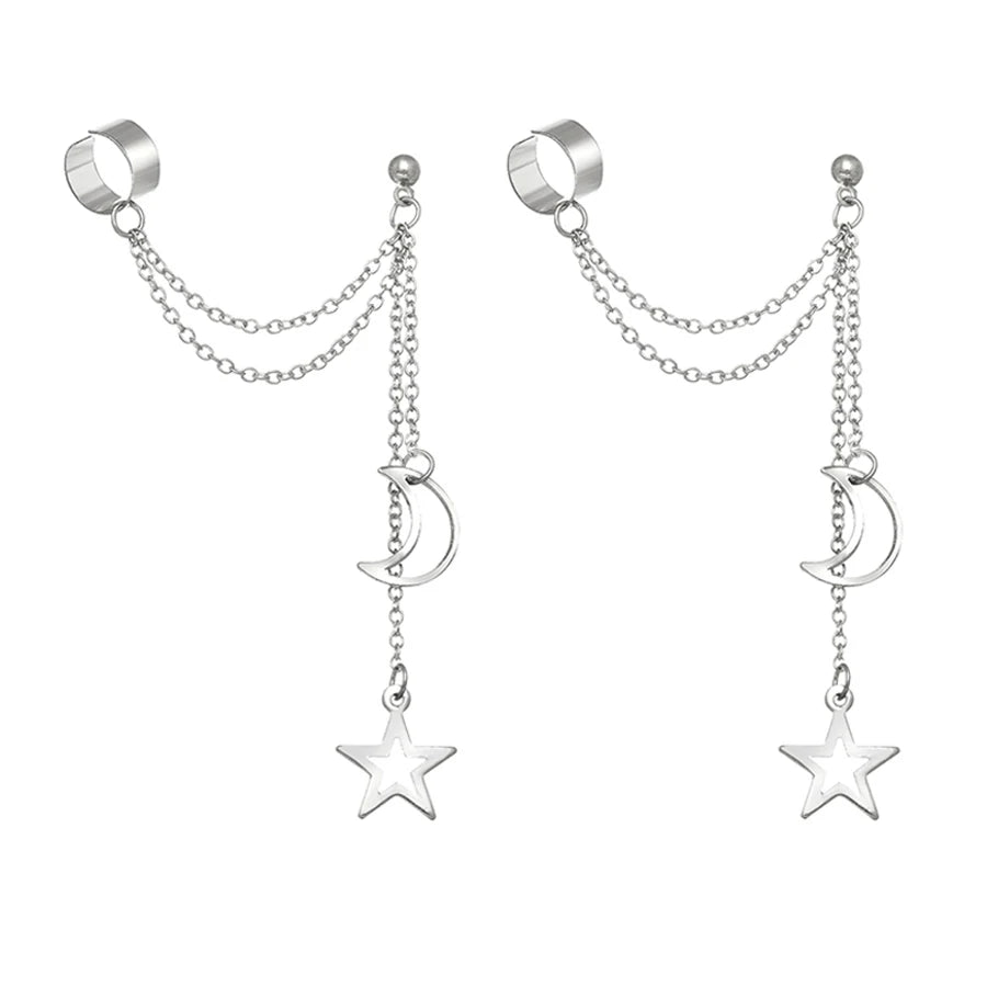 Gold Silver Color Leaves Clip Earring for Women Men Creative Simple C Ear Cuff Non-Piercing Ear Ear Clip Set Trendy Jewelry Gift