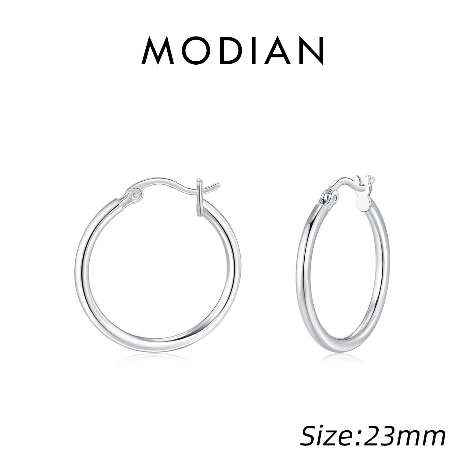 MODIAN 925 Sterling Silver Bold Classic Simple French Hoop Earrings 18K White Gold Plated Earrings For Women Fine Jewelry