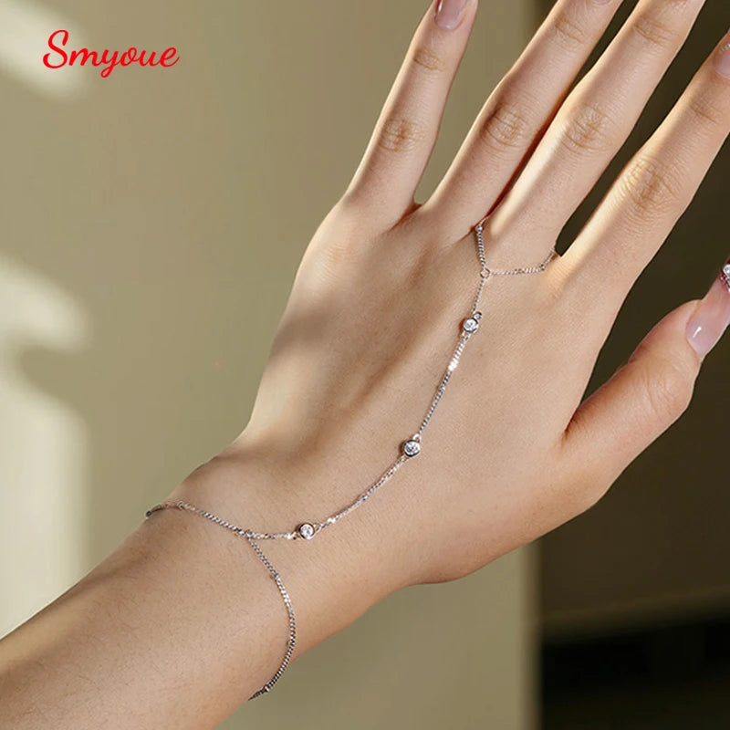Smyoue 3MM Moissanite Bracelets for Women 14-21cm Wrist Size Adjustable Chain 925 Sterling Silver Plated 18K Wholesale Jewelry