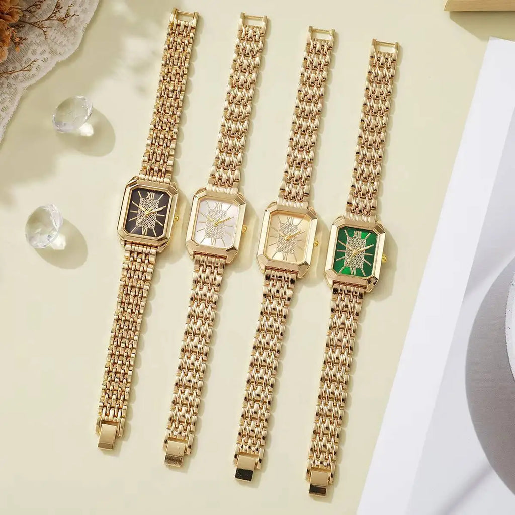 Fashion Rectangle Women Watches Ladies Stainless Steel Strap Quartz Wristwatches Reloj Mujer（Without Box）
