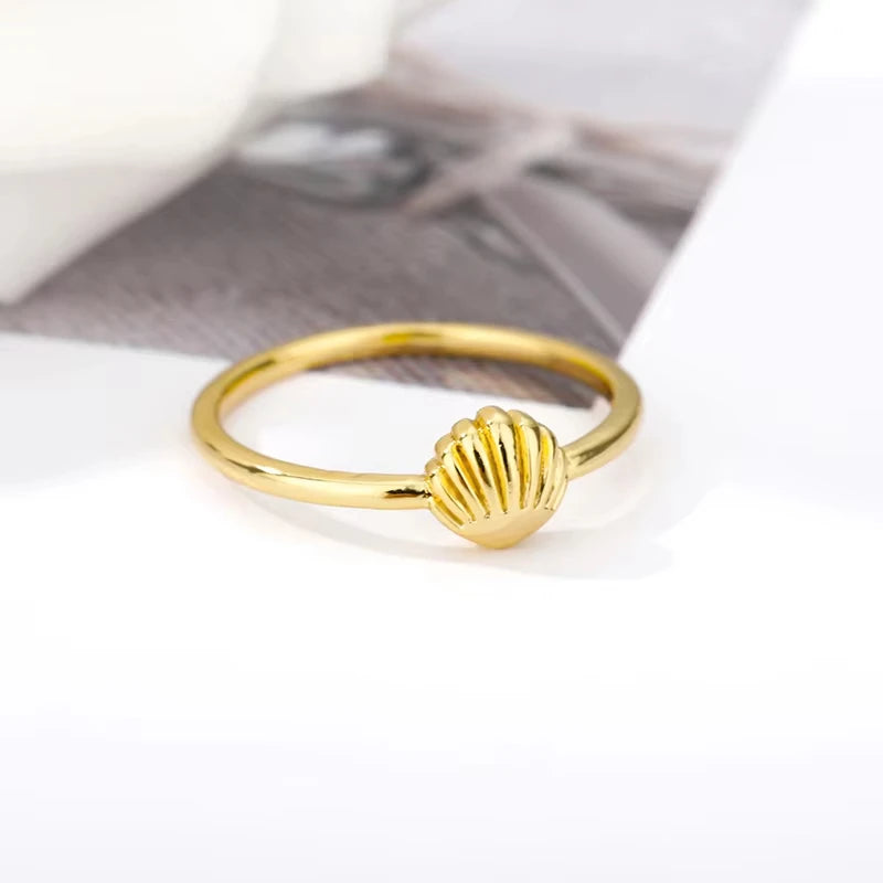 Ocean Starfish Shell Open Rings For Women Gold Color Stainless Steel Ring Summer Beach Aesthetic Waterproof Jewelry Gift