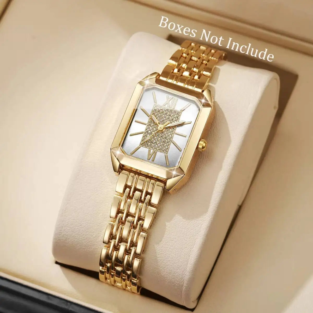Fashion Rectangle Women Watches Ladies Stainless Steel Strap Quartz Wristwatches Reloj Mujer（Without Box）