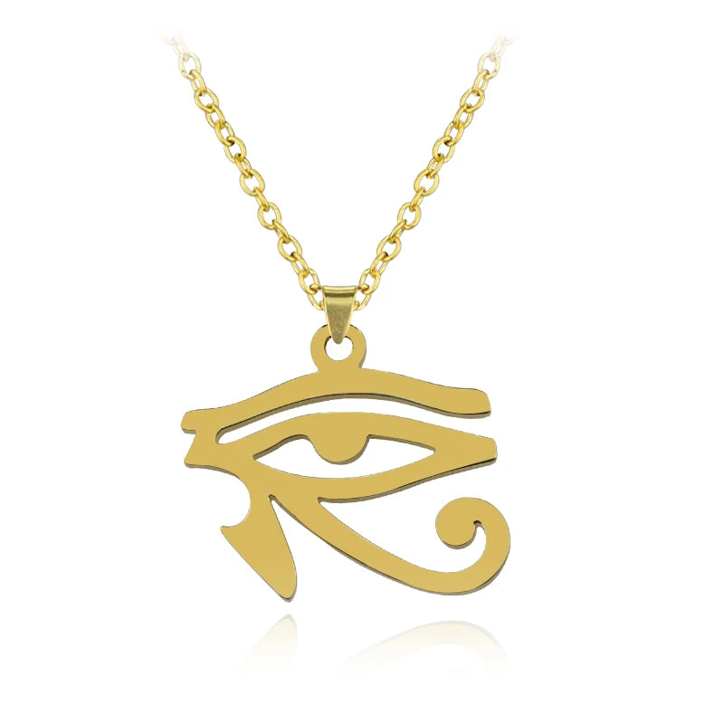 Vintage Egyptian Pharaoh Eye of Horus Necklace Ancient Egypt Symbol Necklace Pendant Stainless Steel Necklaces Women Gift