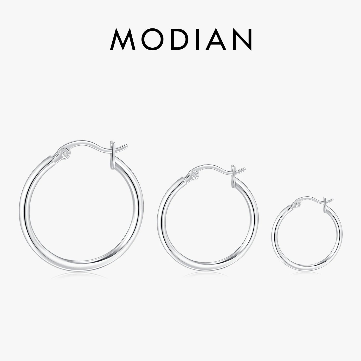 MODIAN 925 Sterling Silver Bold Classic Simple French Hoop Earrings 18K White Gold Plated Earrings For Women Fine Jewelry