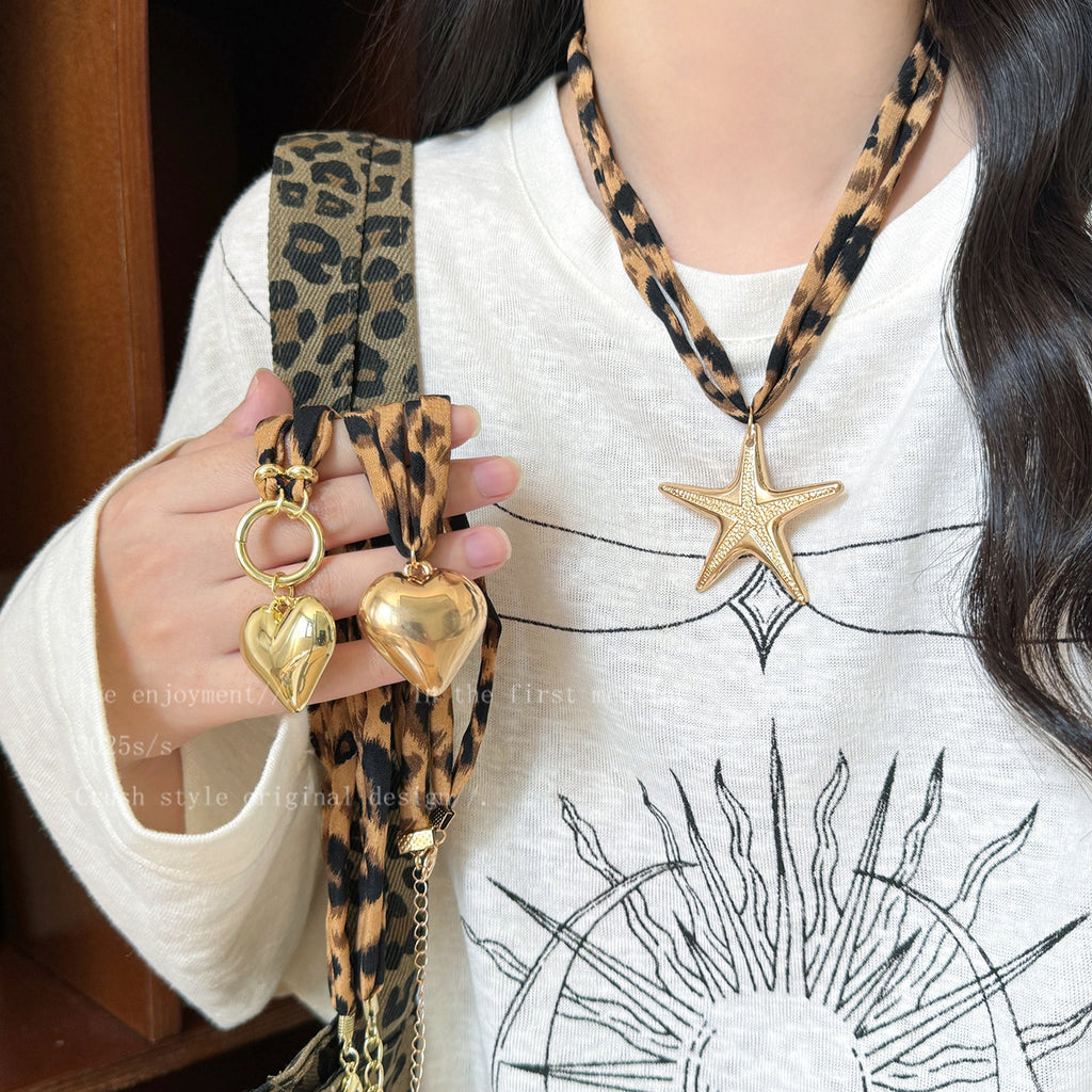 Maillard Brown Leopard  Silk Scarf Starfish Lumequs by Excidious